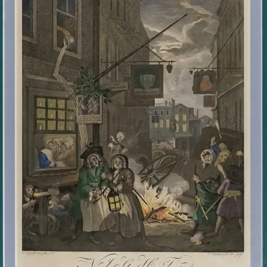 framed vintage print - street scene H-215 W-190