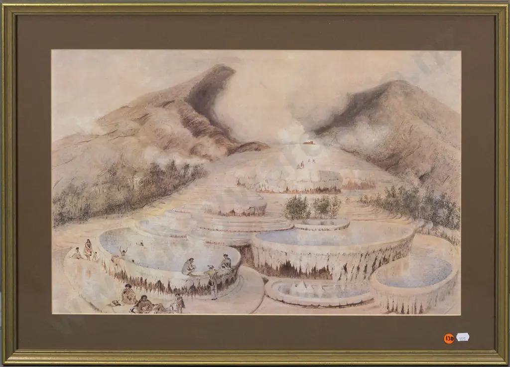 framed historic print -  Pink & White Terraces  H-360  W-560 Image 1++