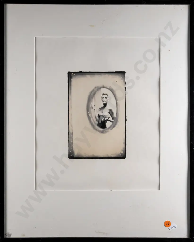 framed fashion photograph circa 1980s, photographer unknown - slight warping, debris under glass, frame is H520 W420 Image 1++