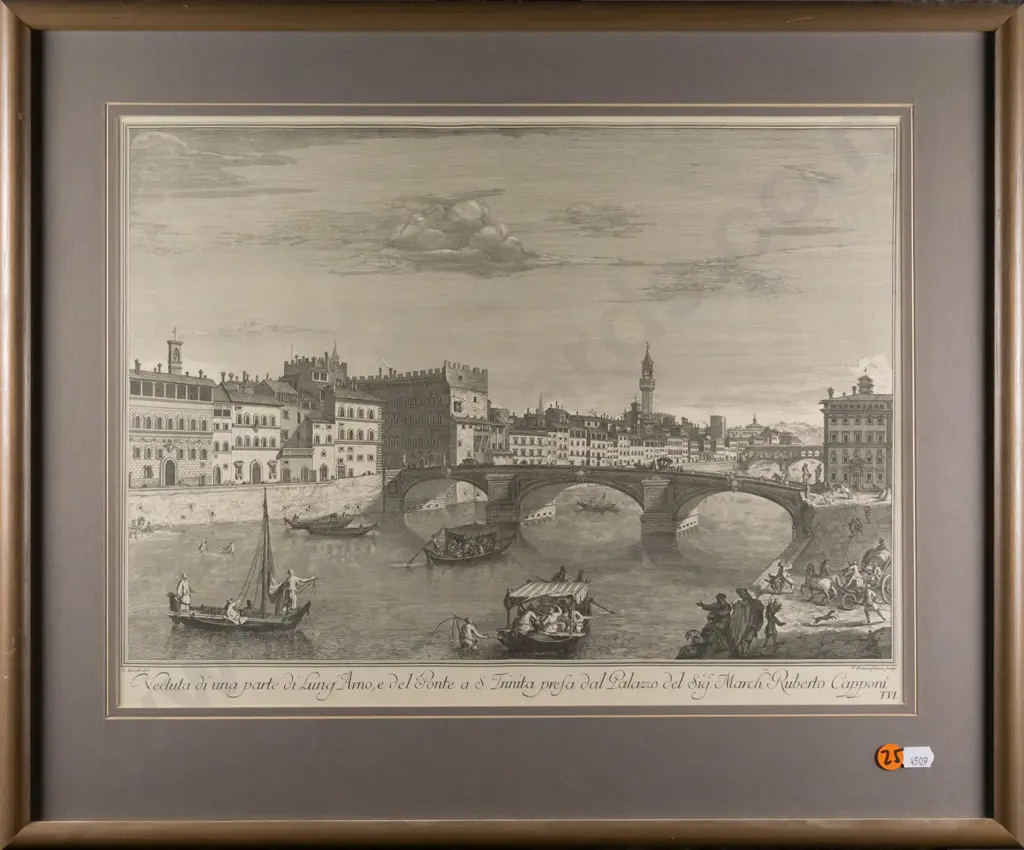 framed reproduction print - city river scene H-280 W-410 Image 1++
