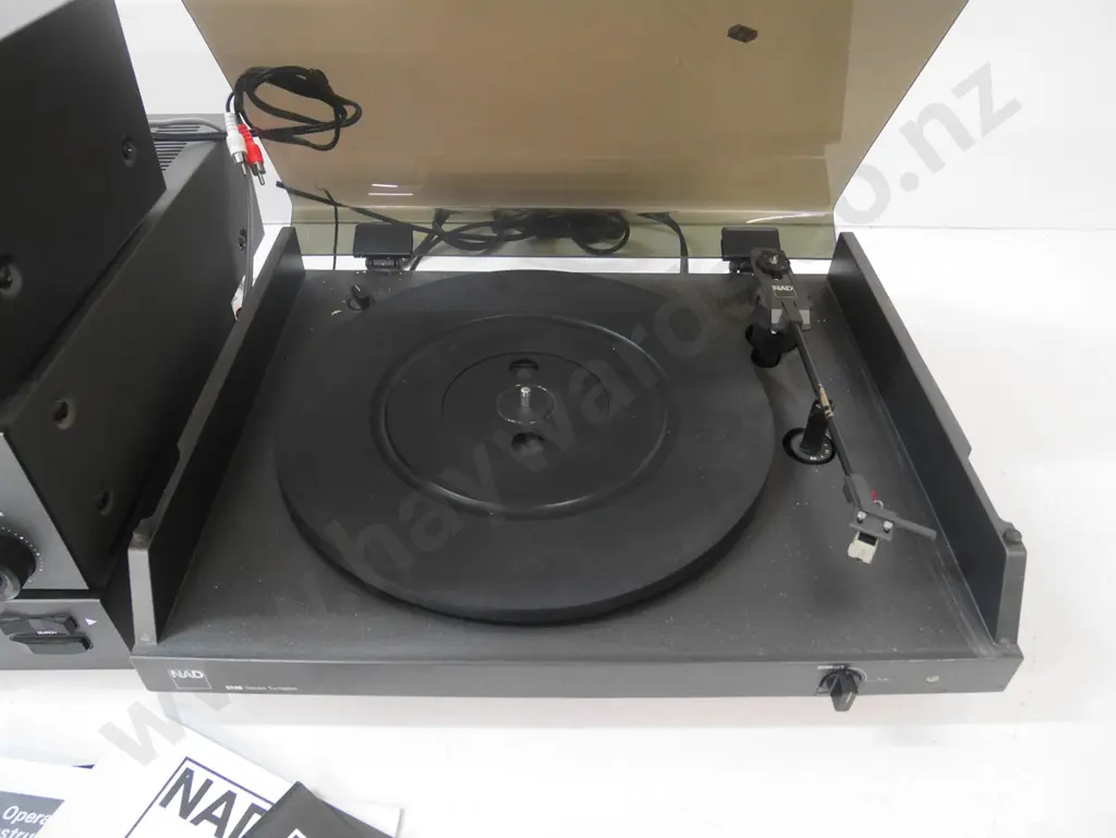 NAD amplifier, turntable, tuner, cassette. Turntable missing mat, plug cut off, others power up OK but not fully tested Image 1++