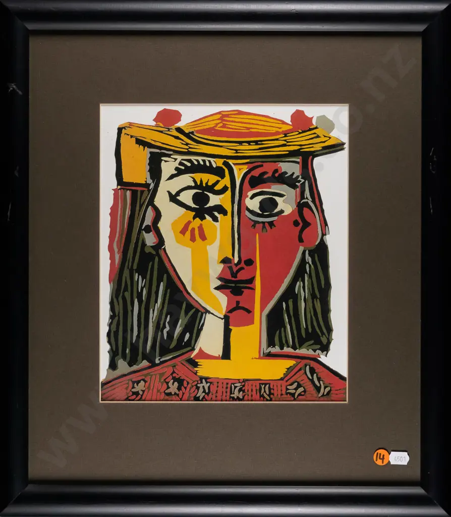 framed reproduction Picasso print - female portrait- H-260 W-215 Image 1++