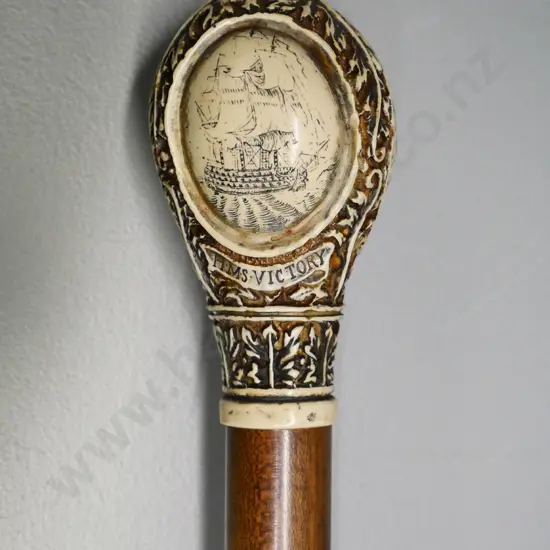 reproduction walking stick with faux ivory / faux bone handle - Horatio Nelson, HMS Victory, etc. L-890