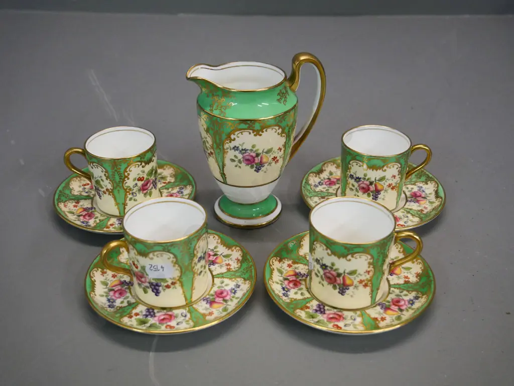 4 Aynsley demi-tasse cups & saucers and a matching creamer jug Image 1++