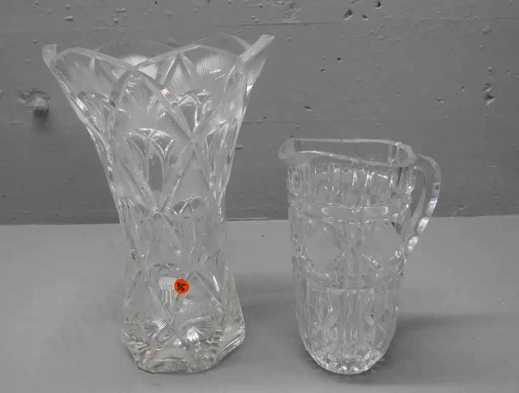 tall cut crystal vase an water jug vase H-300 Image 1++
