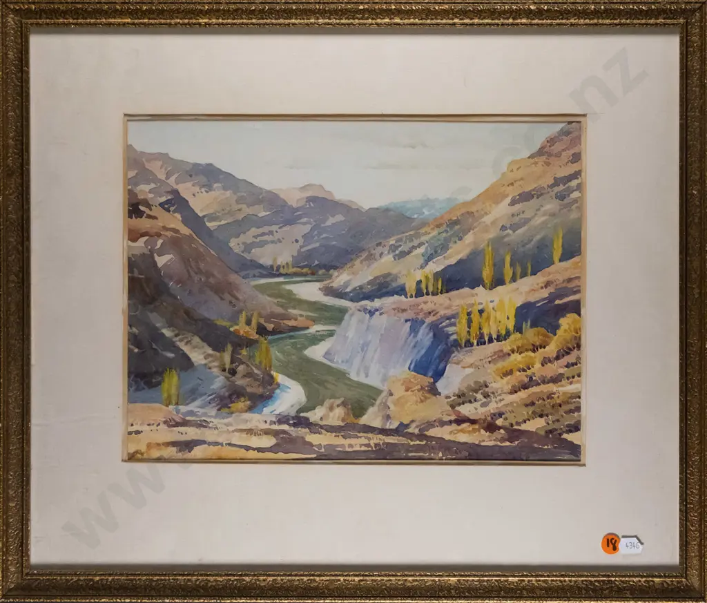 Charlton Edgar - framed watercolour - "Atumun on the Shotover" H-240 W-330 Image 1++
