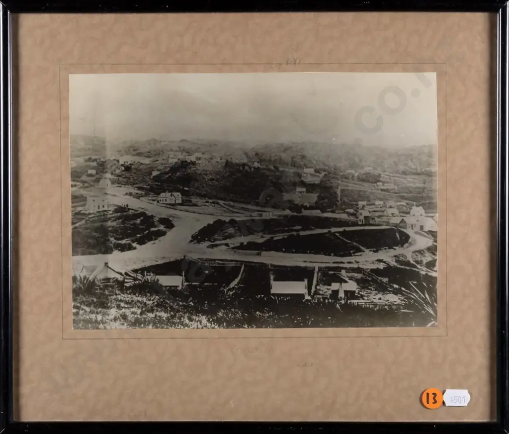 framed reproduction b&w photograph - early Octagon Dunedin H-170 W-240 Image 1++