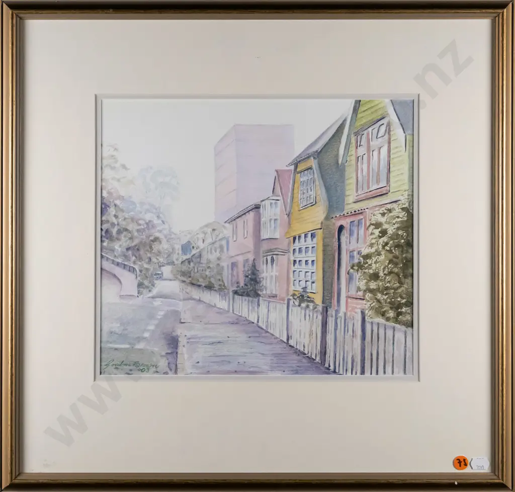 Gordon Brown '03 - framed watercolour - street scene H-260 W-300 Image 1++