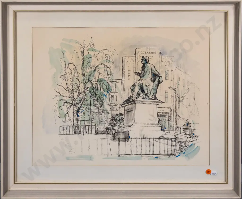 framed print - Robbie Burns statue, Octagon  H-380 W-480 Image 1++