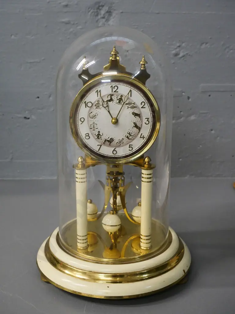 German zodiac-theme anniversary clock with plastic dome (not working) H-310 Diameter 200 Image 1++