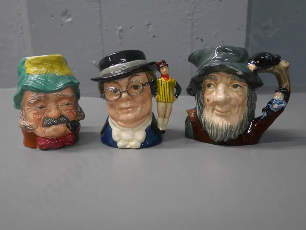 3x Toby jugs - Mr Pickwick, gaffer, Rip van Winkle (small flecks and chips) H-100 Image 1++