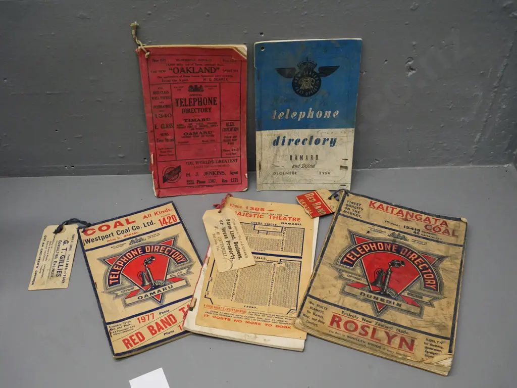 vintage telephone directories - Oamaru, Timaru, Dunedin - wear & damage, one is missing cover Image 1++