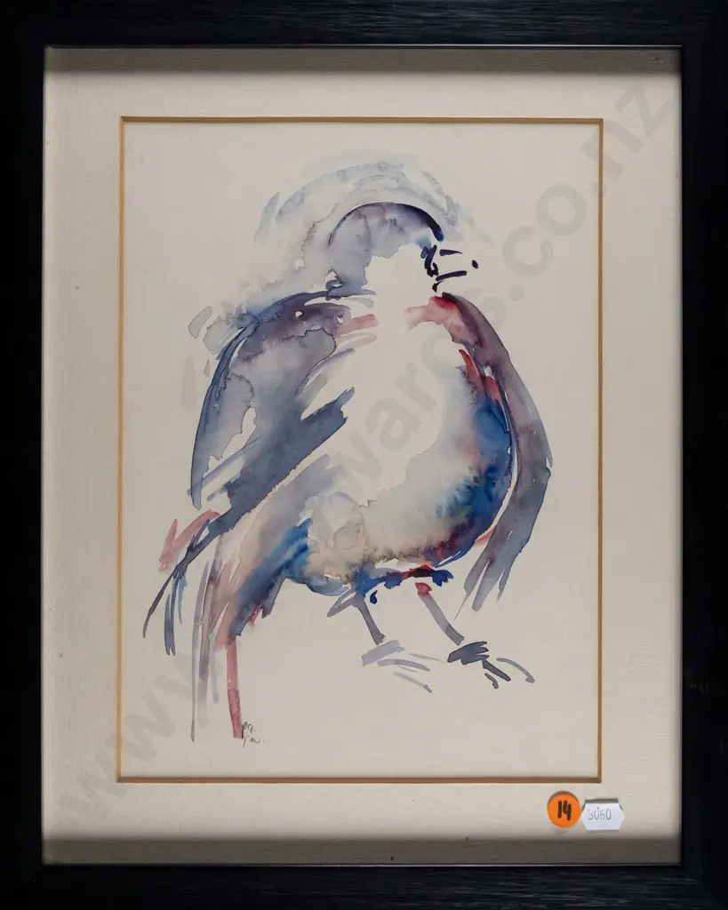 framed watercolour - "Pigeon Study 3" H-270 W-200 Image 1++