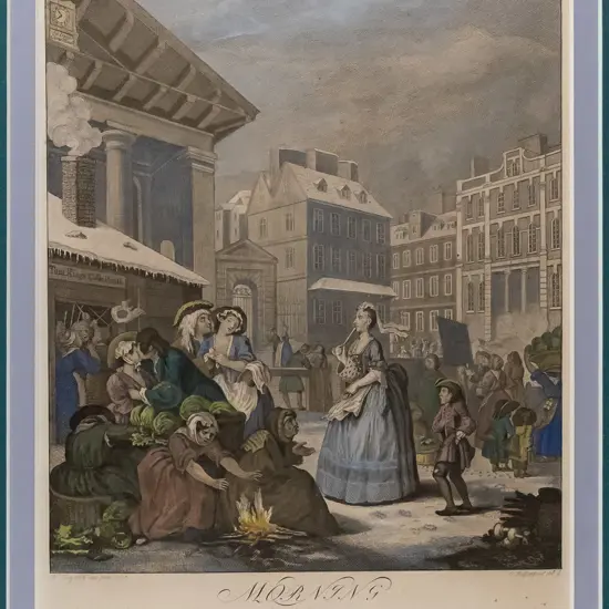 framed vintage print - street scene H-215 W-190