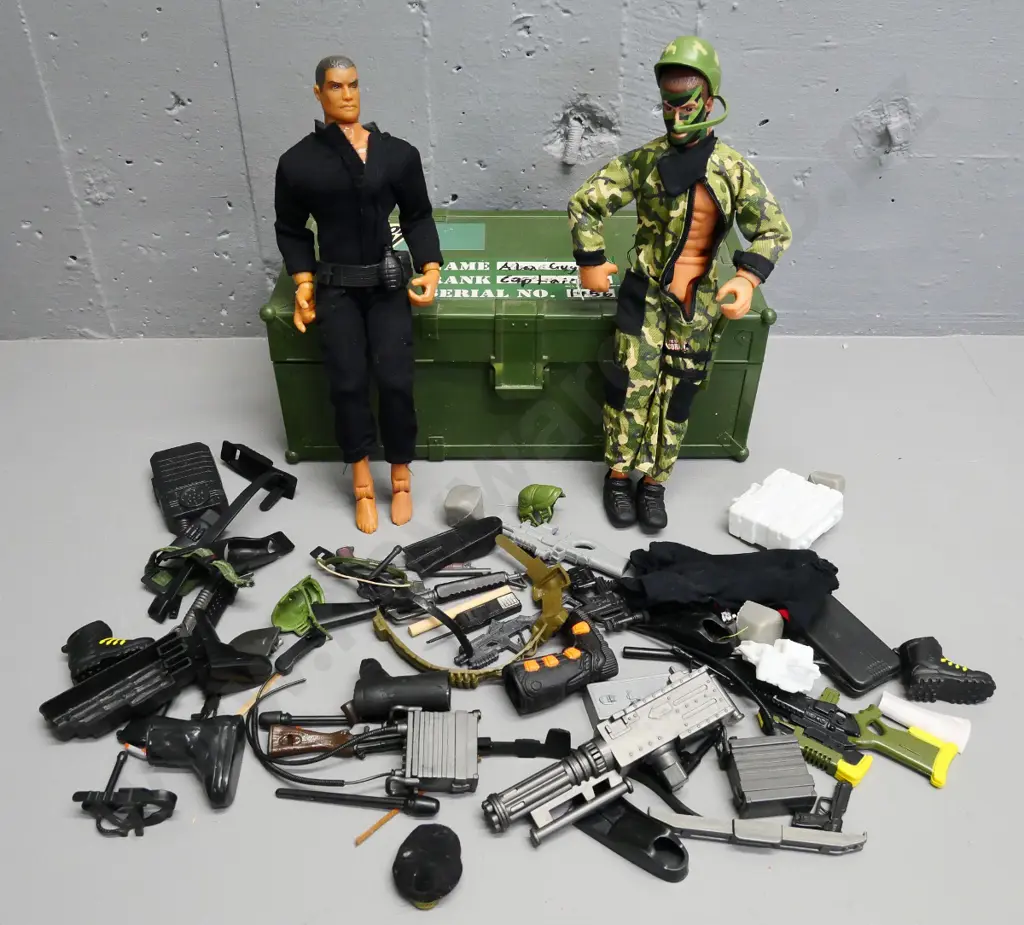 2 Action Man figures with numerous accessories and plastic case Image 1++