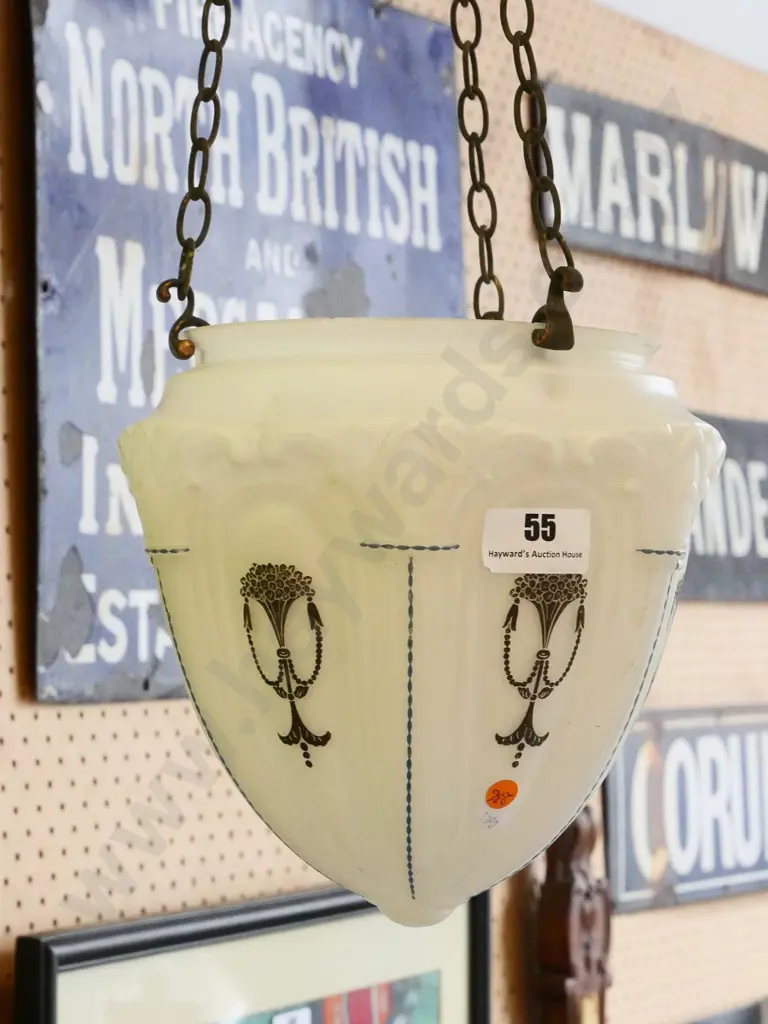 frosted milk glass light shade with copper journal and attachments H-270 W-270 Image 1++