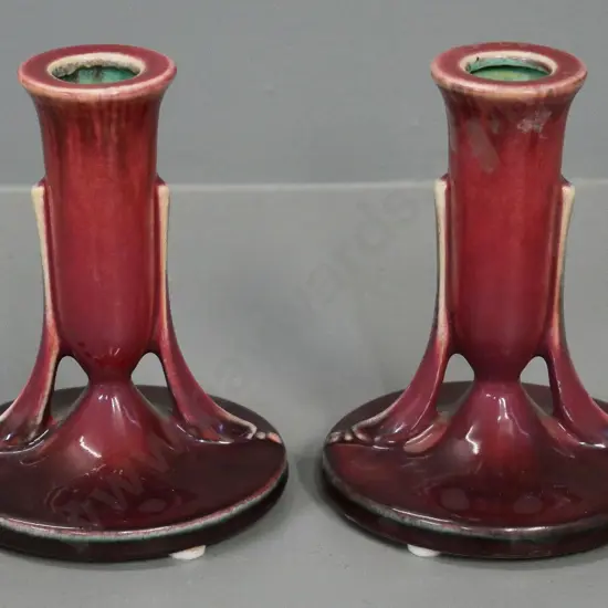 pair of Roseville Pottery (USA) candlesticks H-130