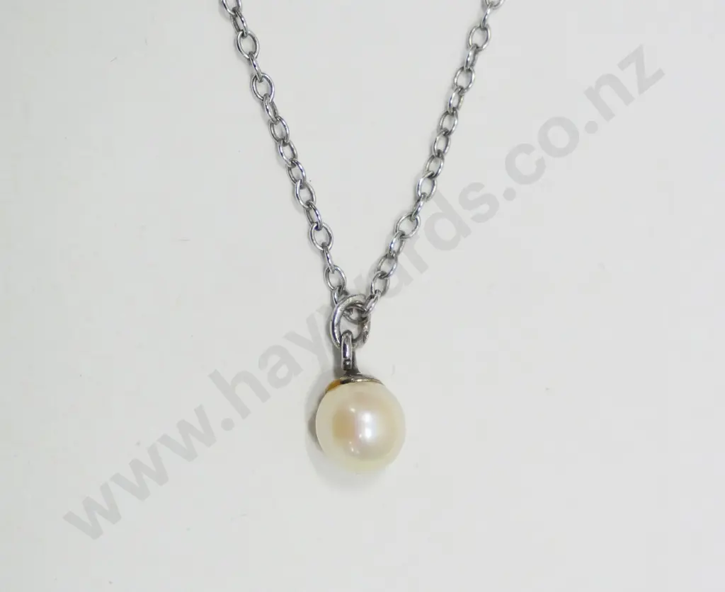 pearl necklace chain stamped sterling Image 1++