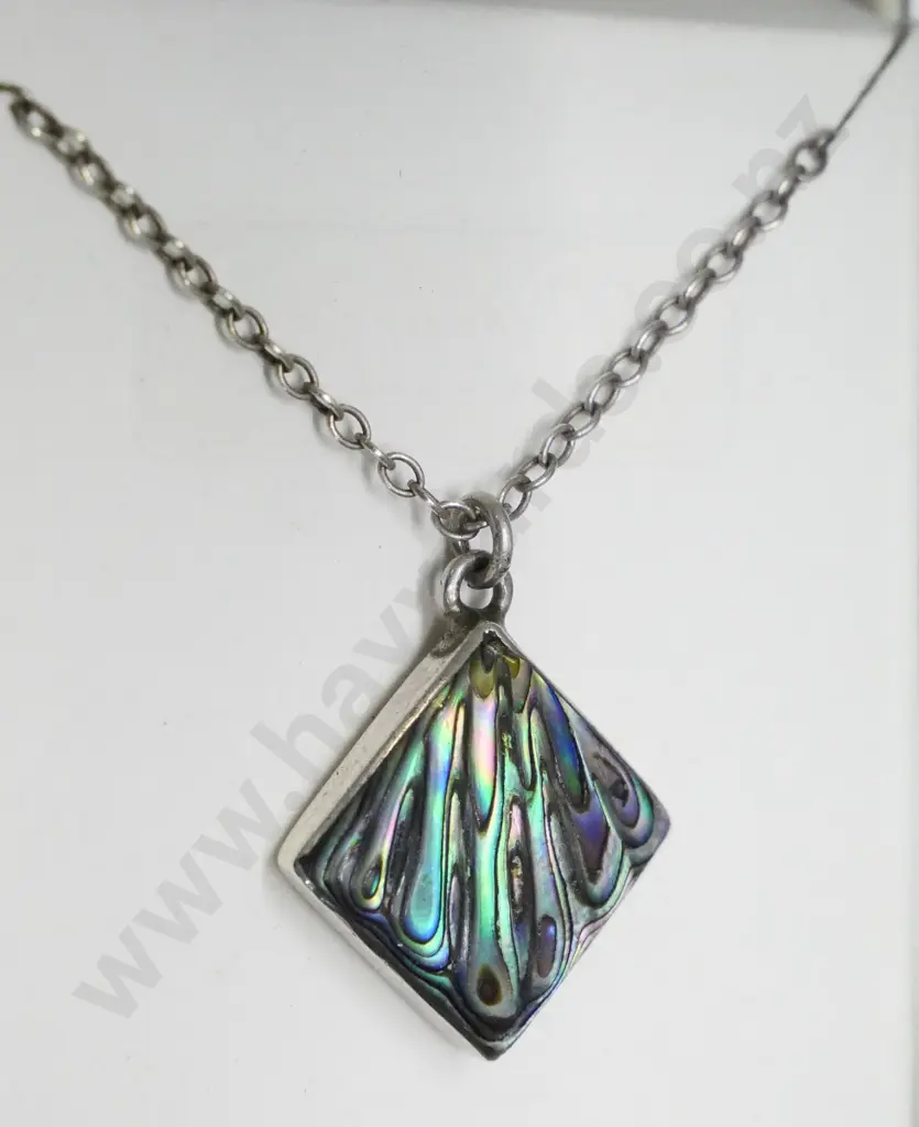 paua shell necklace stamped silver Image 1++