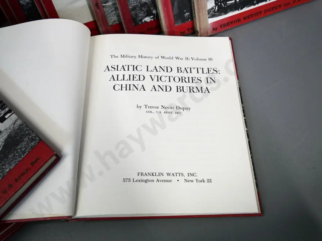 18 volume book set "Military History of World War II" by Trevor Dupuy - fading to spines Image 1++