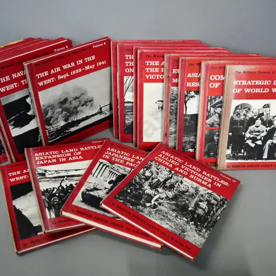 18 volume book set "Military History of World War II" by Trevor Dupuy - fading to spines