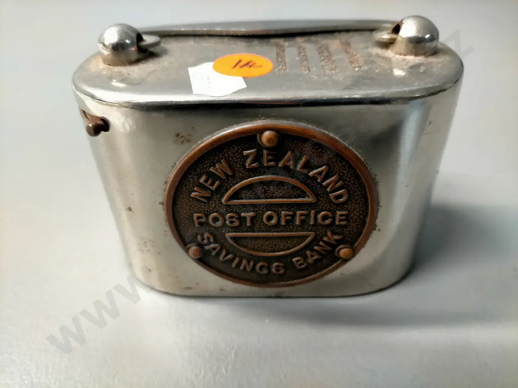 New Zealand Post Office metal savings box - some rusting to base H-60 W-90 Image 1++