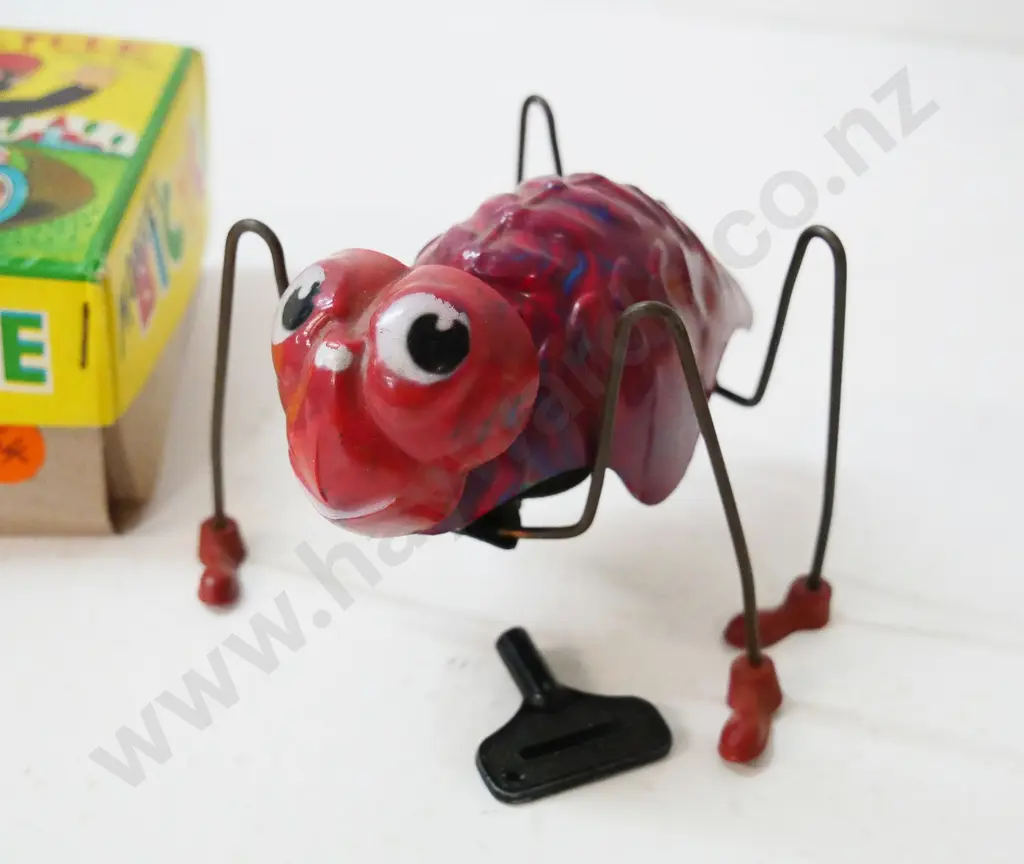 2 wind up tin toys - boxed monkey on a bicycle (Japan) and The Great Spider - both going Image 1++
