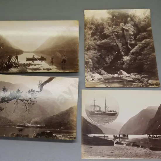 assorted unmounted vintage photos printed on thin paper - Milford, Fiordland etc.