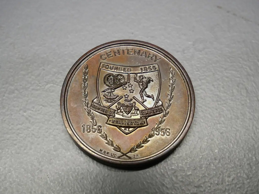 George VI Coronation medal with ribbon and 1956 Wellington Centenary medal 'Plimmer's Noah's Ark' Image 1++
