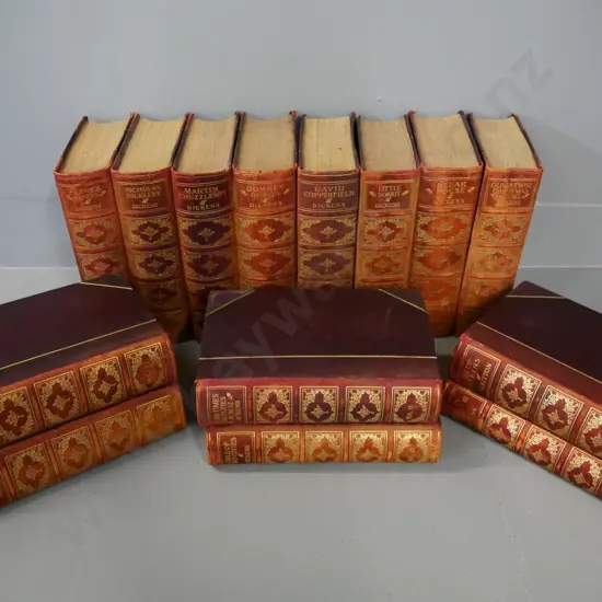 14-volume Caxton 'The London Edition' works of Charles Dickens - foxing throughout, fading to spines