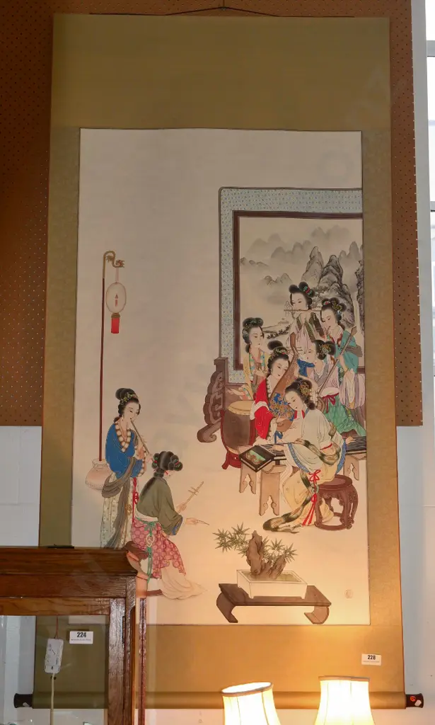 framed oriental scroll - female orchestra H-1310 W-755 Image 1++