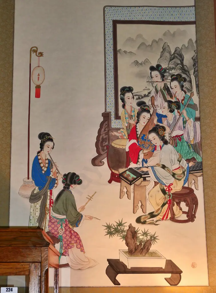 framed oriental scroll - female orchestra H-1310 W-755 Image 1++