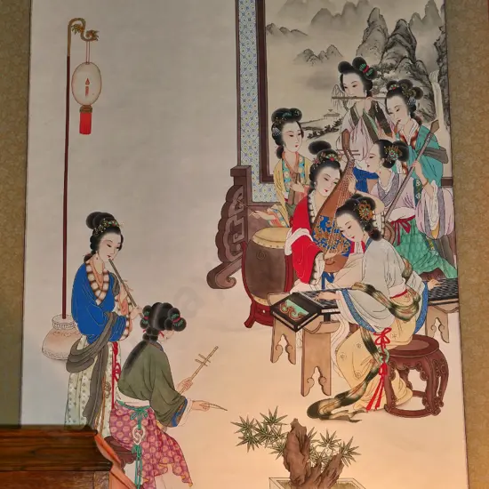 framed oriental scroll - female orchestra H-1310 W-755