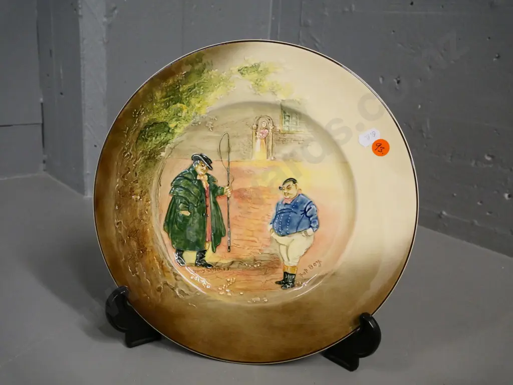 Royal Doulton Dickens ware relief pattern cabinet plate - Tony Willen and Fat Boy Image 1++