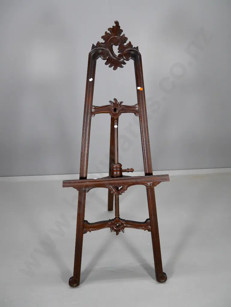 reproduction carved mahogany easel with adjustable support bar H-1390 W-550 Image 1++