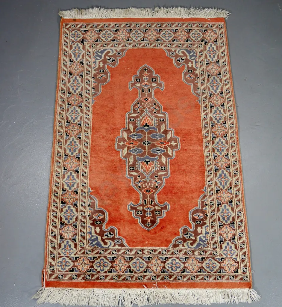 small Persian style floor rug - mauves and pinks L-1200 W-780 Image 1++