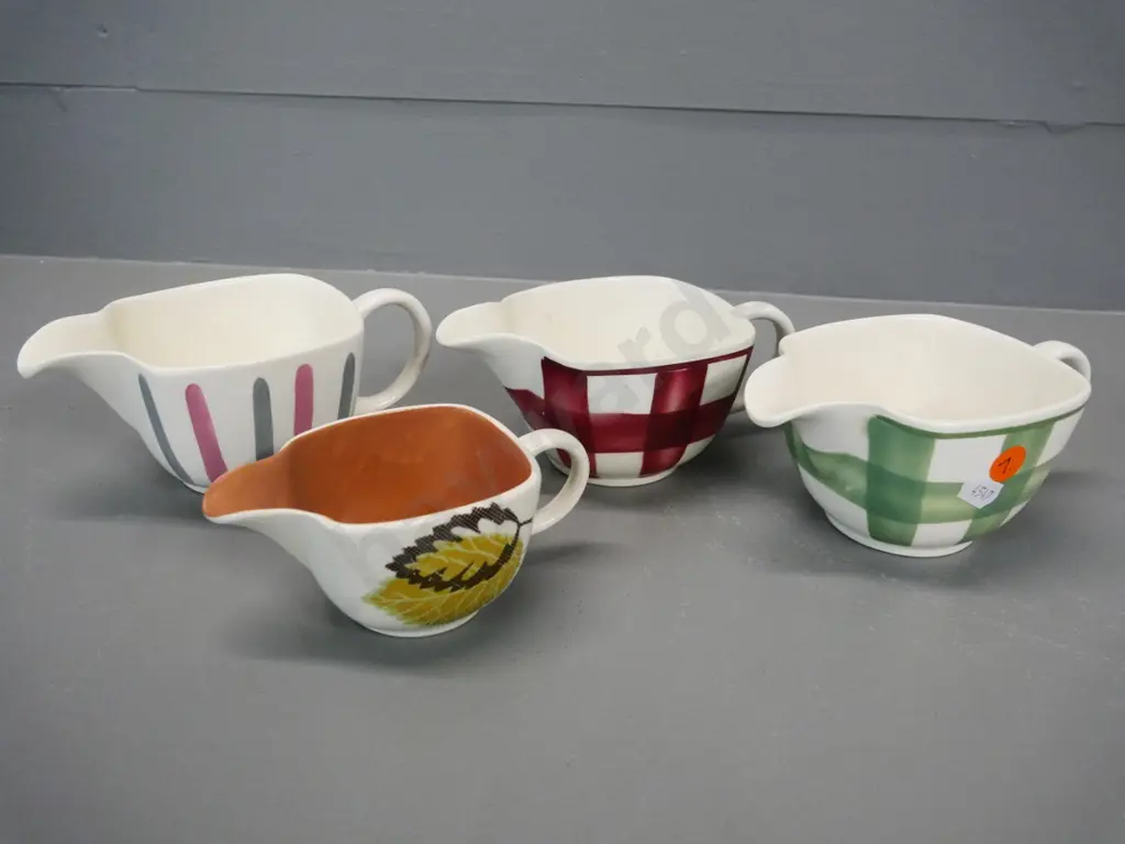 4 T&G Greene retro creamer jugs, includes 2 Gingham pattern, H-65 Image 1++