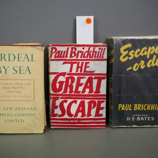 3 books on WWII history - 2 Paul Brickell escape stories and New Zealand Shipping Co - general wear