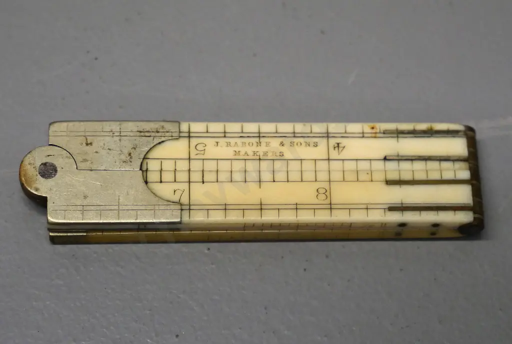vintage Rabone bone and metal folding ruler - L-305 opened out Image 1++