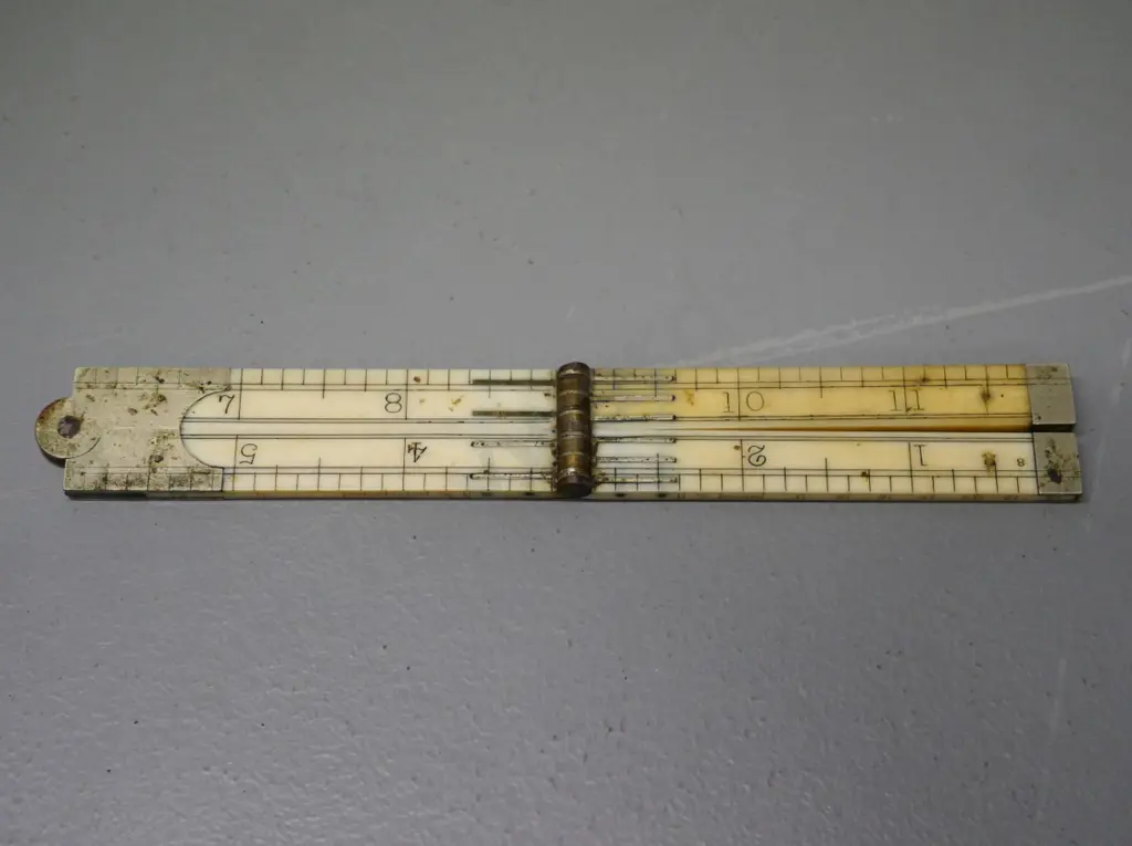 vintage Rabone bone and metal folding ruler - L-305 opened out Image 1++