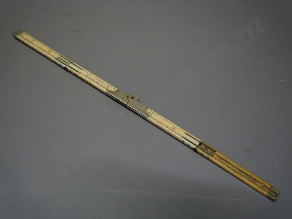 vintage Rabone bone and metal folding ruler - L-305 opened out Image 1++