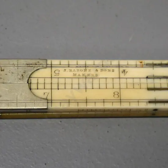 vintage Rabone bone and metal folding ruler - L-305 opened out