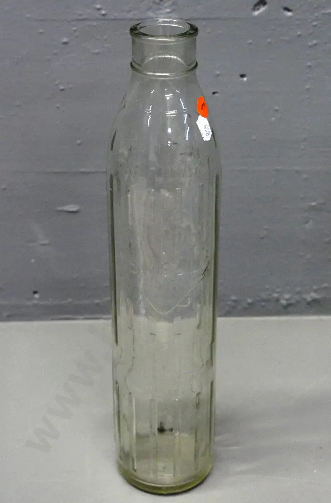 vintage Shell One Quart clear glass oil bottle H-365 Image 1++