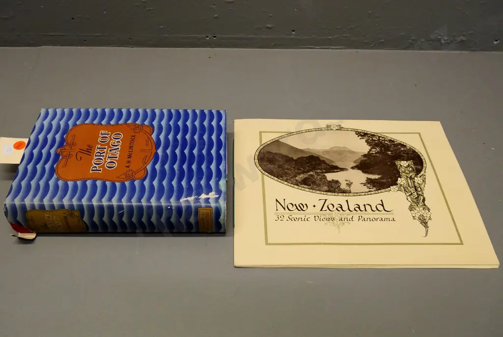 2 books - A.H. McClintock's The Port of Otago (tears to DJ) and "New Zealand - 32 Scenic Views & Panorama" Good cond. Image 1++