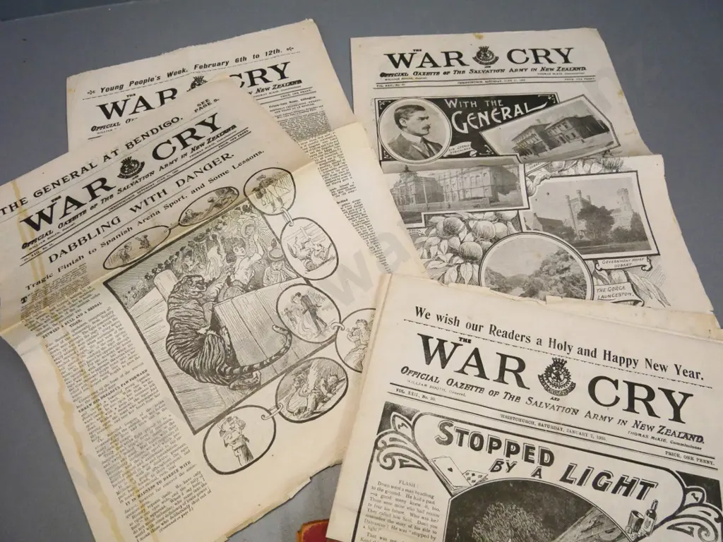 4 vintage photo books incl Pictures from the Post 1936, 7 & 8 - and four 1905 issues of War Cry NZ Salvation Army pub. Image 1++