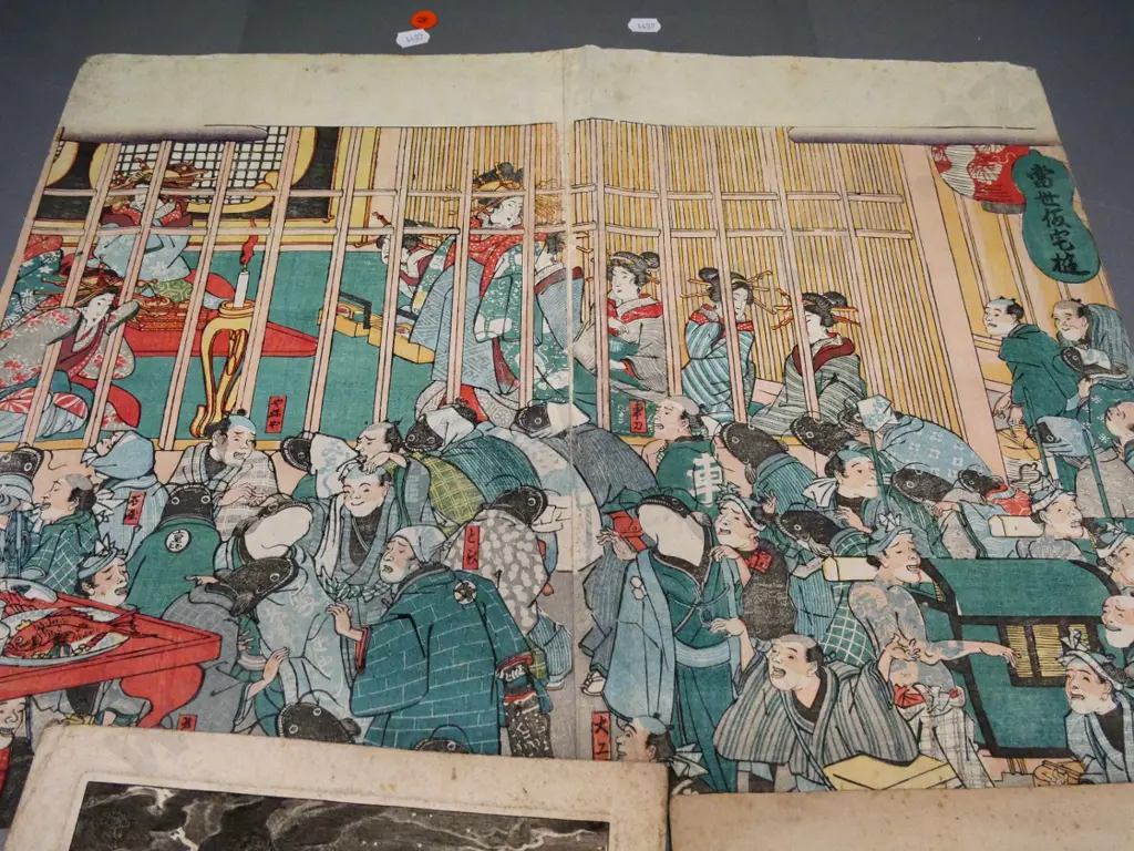 assorted unmounted vintage etchings, maps, prints, Japanese woodblock etc. - some spotting & wear Image 1++