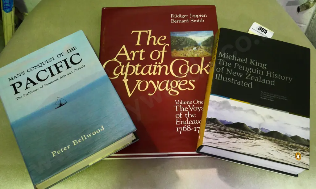 3 hard-cover books - Man's Conquest of the Pacific, Art of Cook's Voyages, Michael King's History of NZ Illustrated Image 1++