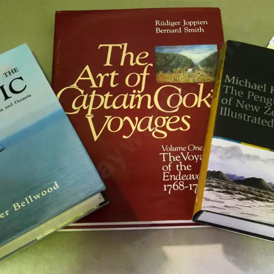 3 hard-cover books - Man's Conquest of the Pacific, Art of Cook's Voyages, Michael King's History of NZ Illustrated