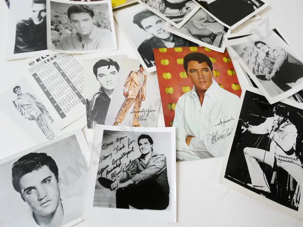 large assortment of Elvis memorabilia - souvenir photos, one marked Kiwi Elvis Presley fan club, sheet music, etc. Image 1++