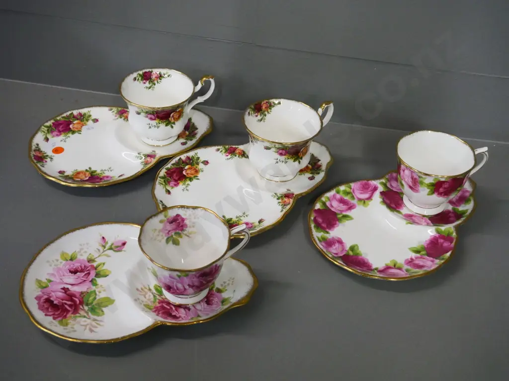4 Royal Albert rose pattern tennis sets - American Beauty, Old Country Roses, etc. Image 1++
